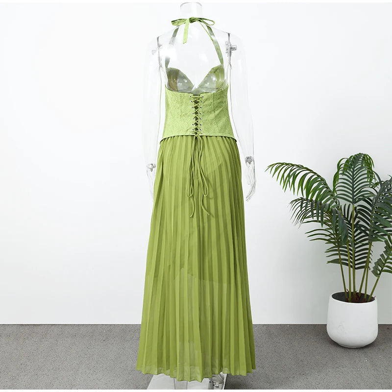 Corset Halter Maxi Dress