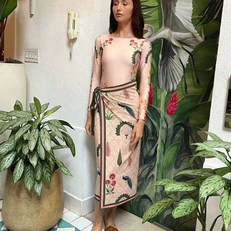 Print Skirt-Style Two Piece Swimsuit