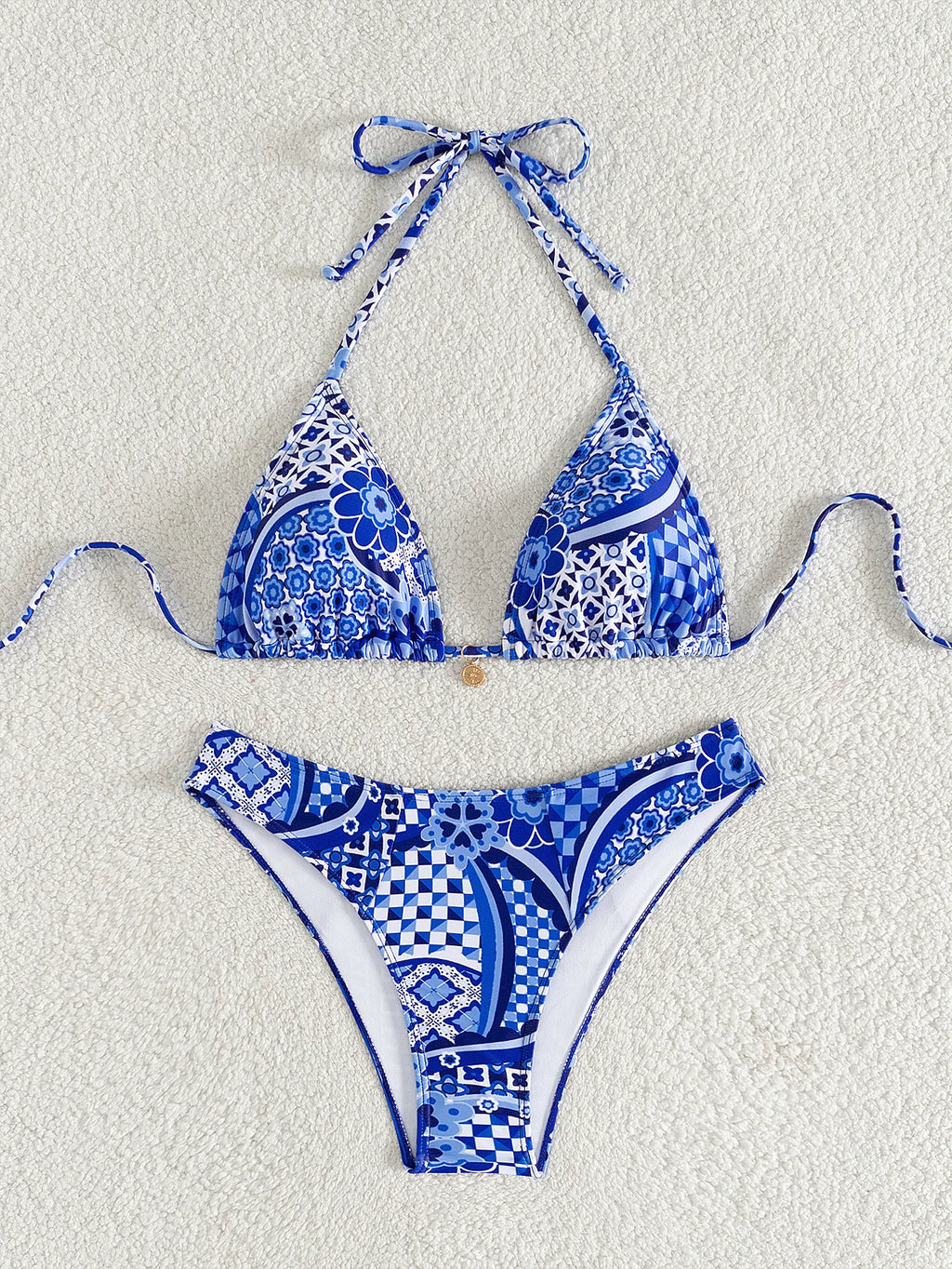 Floral Push Up Triangle Bikini Set