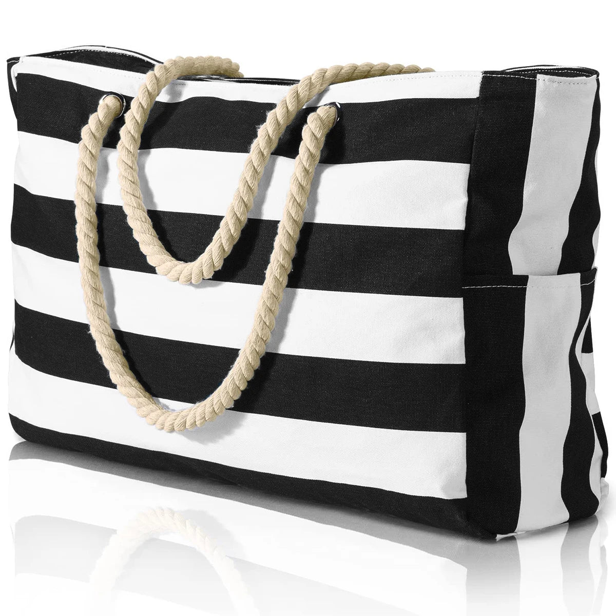 Waterproof Striped Canvas Beach Bag