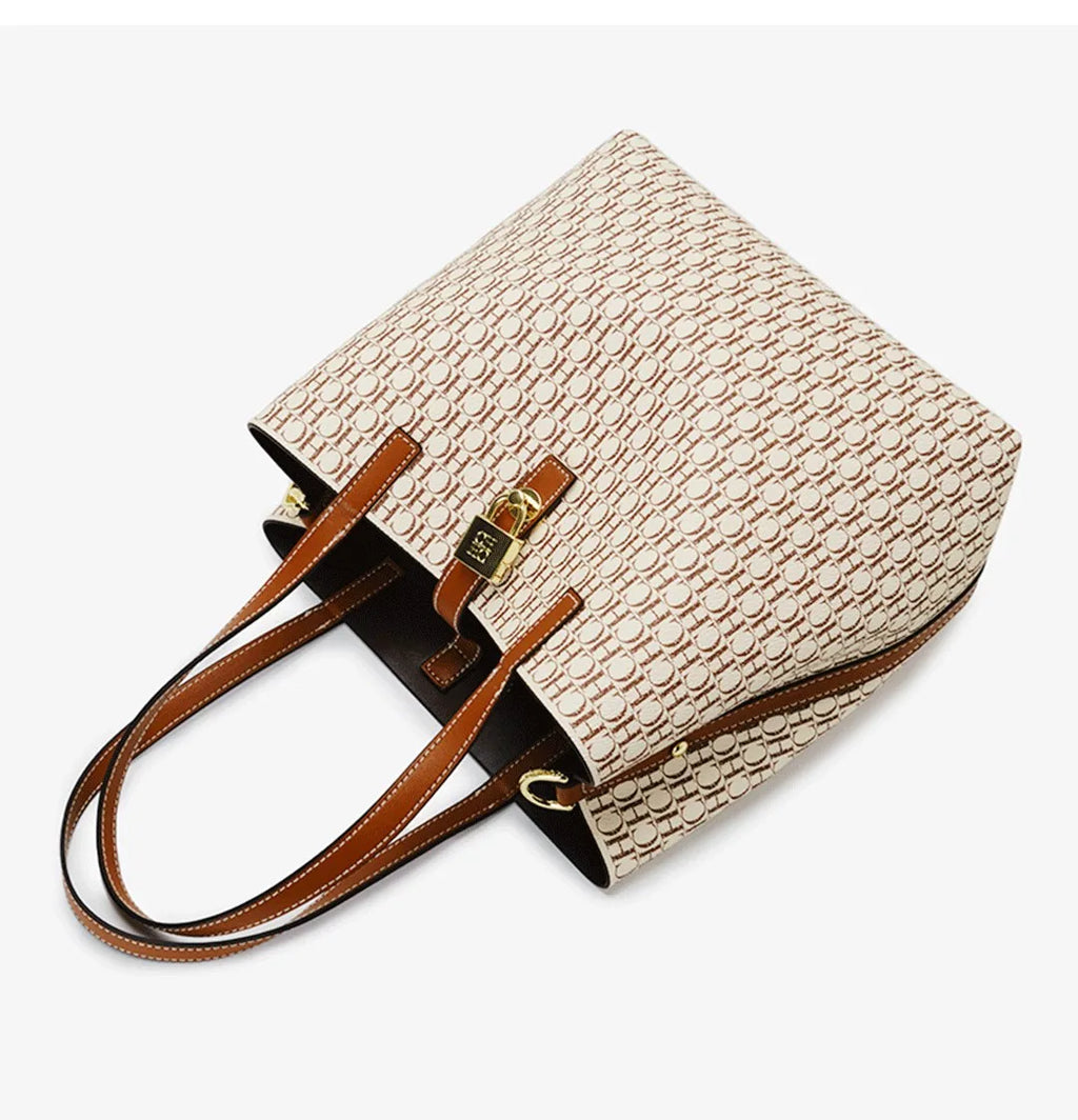 CH Women's Shoulder Tote Bag – Letter Print Polyester
