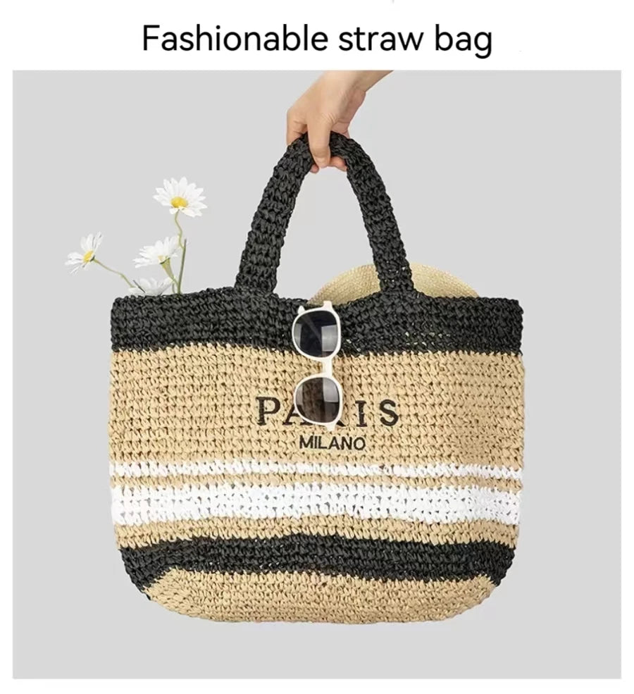 Handwoven Raffia Travel Tote