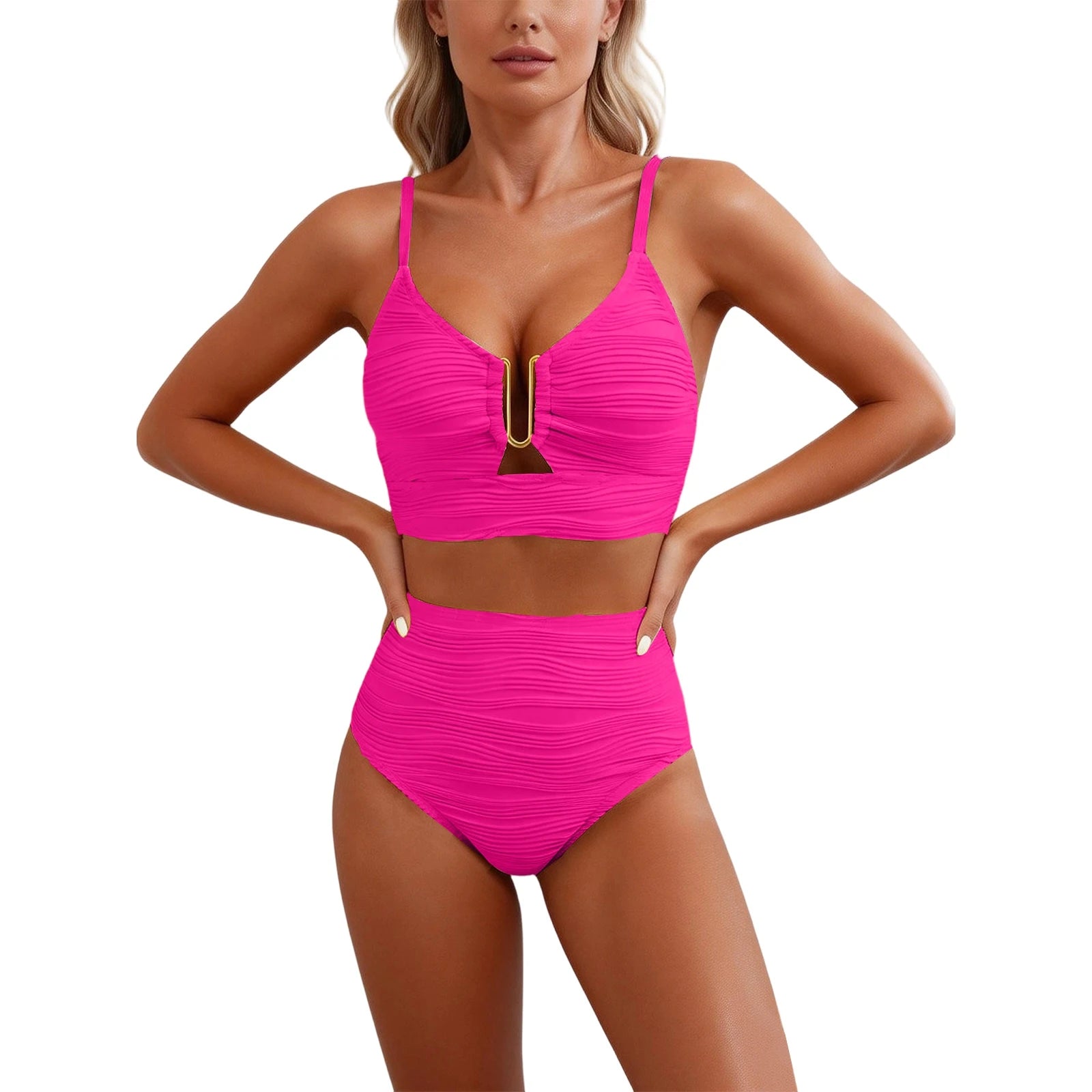 U-Wire Cutout High Waist Bikini Set