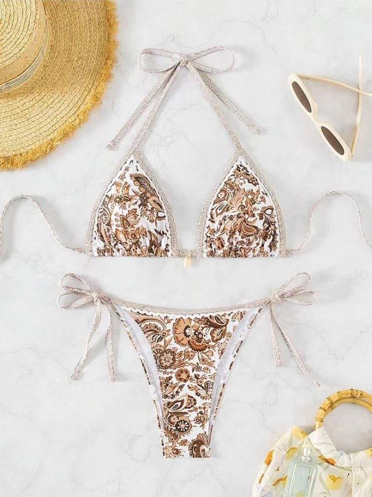 Halter String Triangle Bikini Set