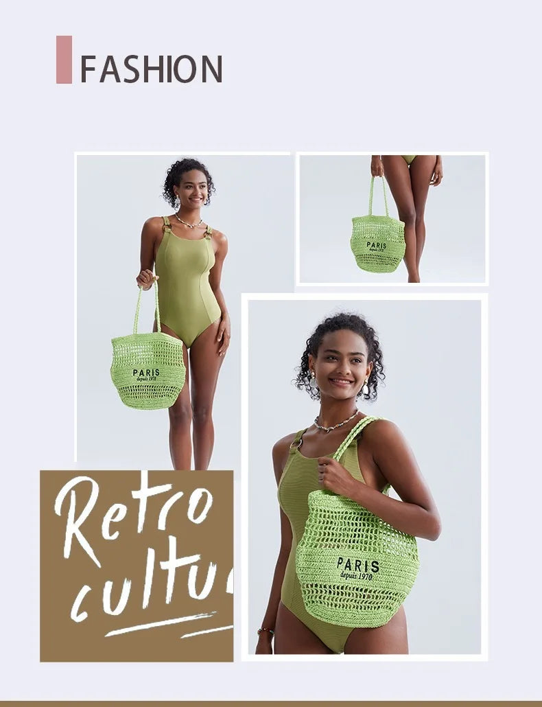 Handwoven Raffia Travel Tote