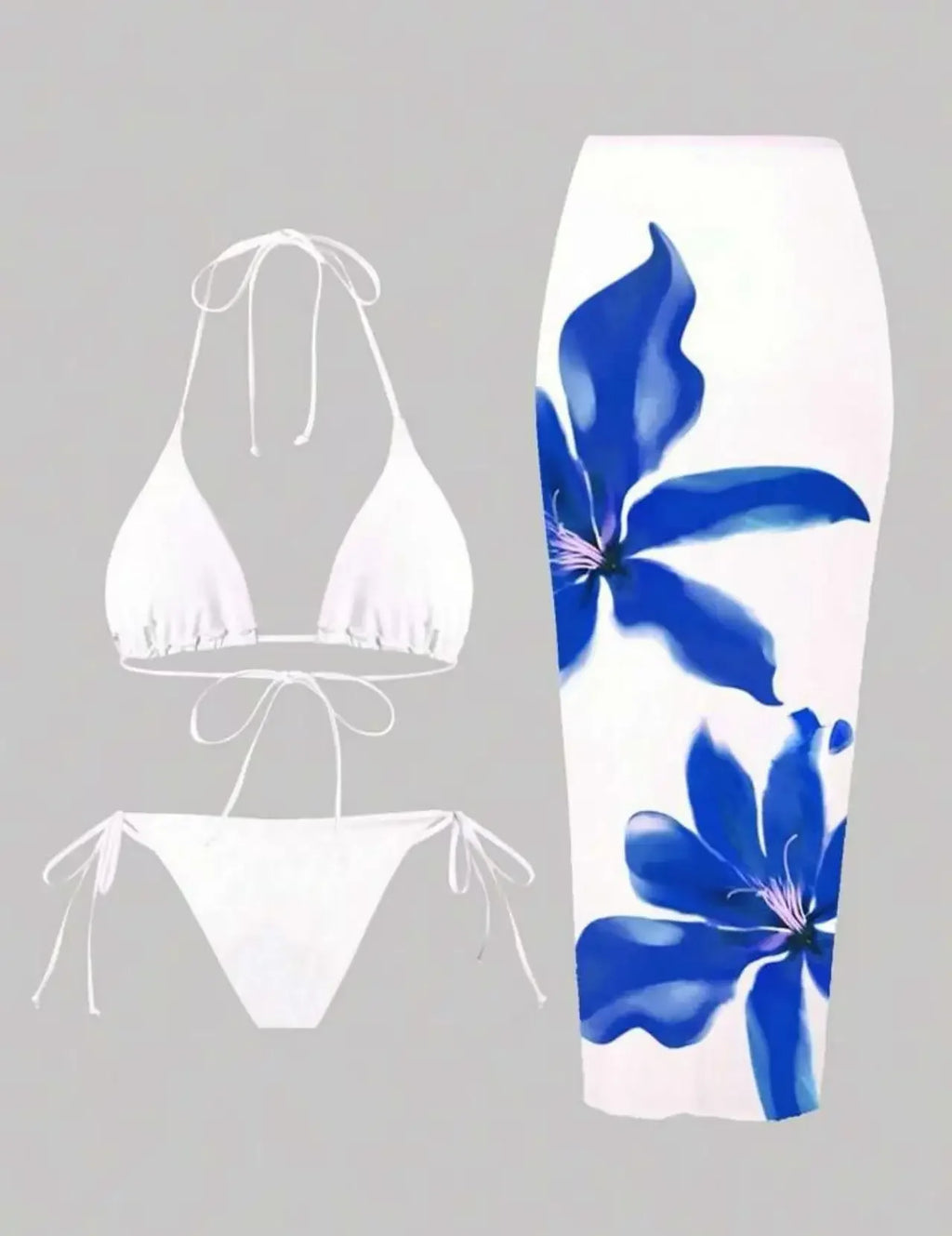 Floral Print Three Piece Bikini Set