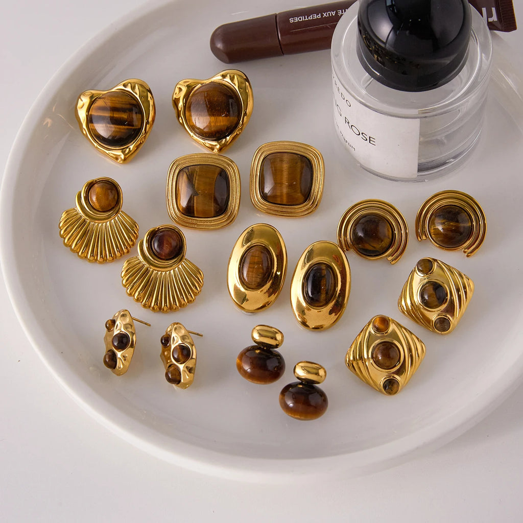 Amber Resin Geometric Earrings