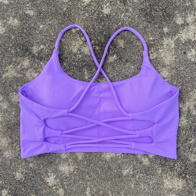 Cross Back Sports Bra with Chest Pad