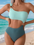 Cut-Out Snake Print One-Piece Swimsuit