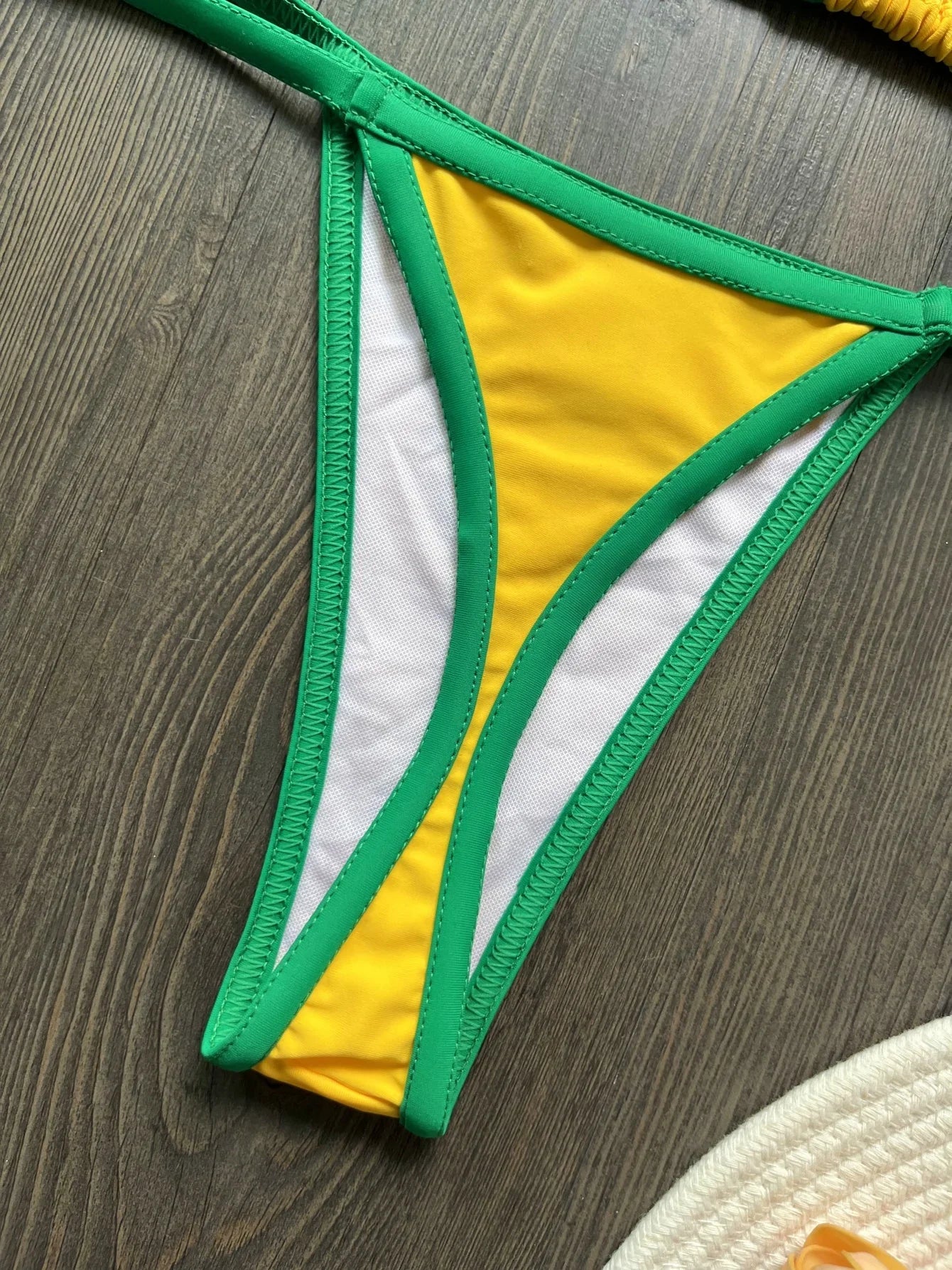 Brasil Flag Embroidery Split Bikini Set