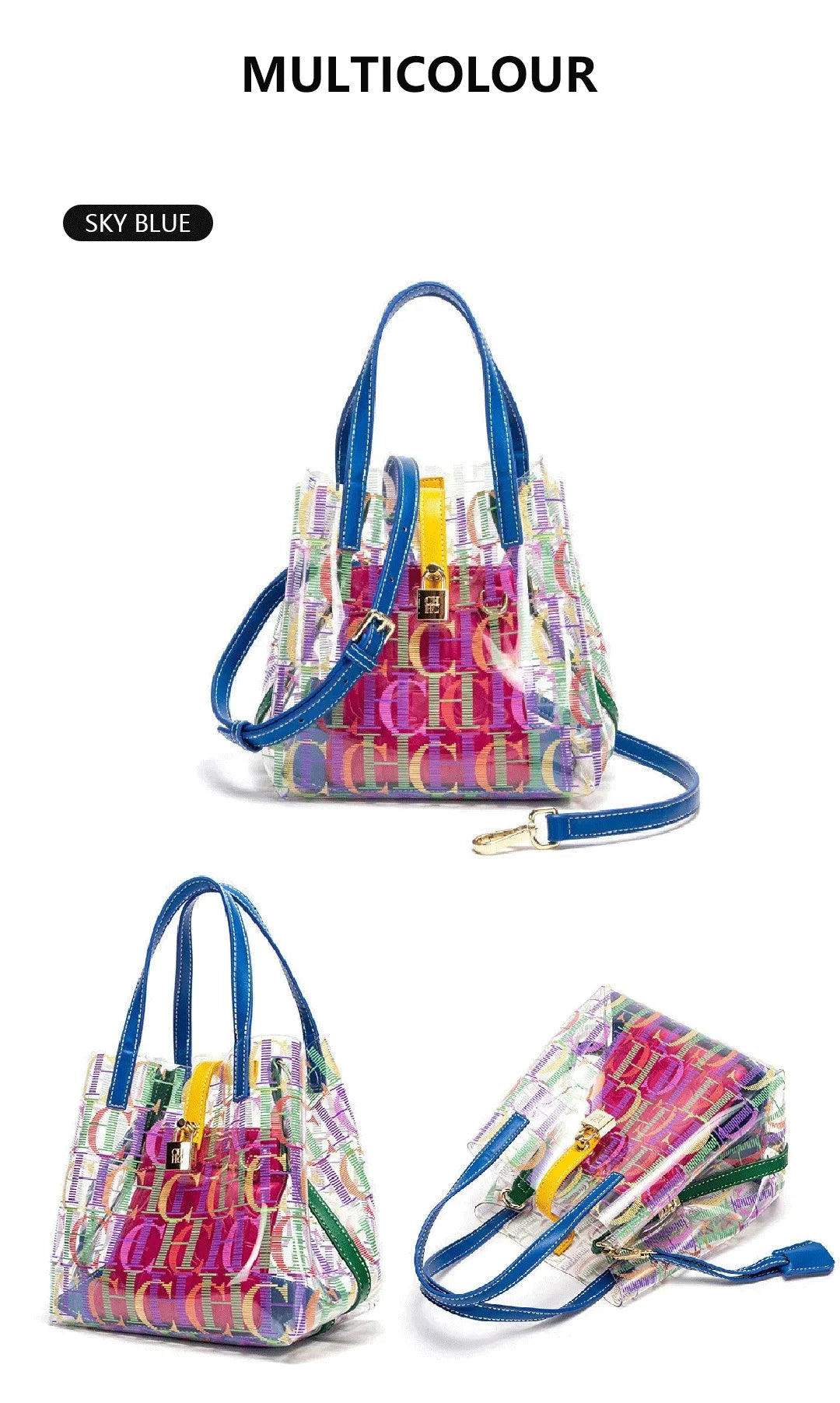 PVC Bucket Bag with Letter Detail