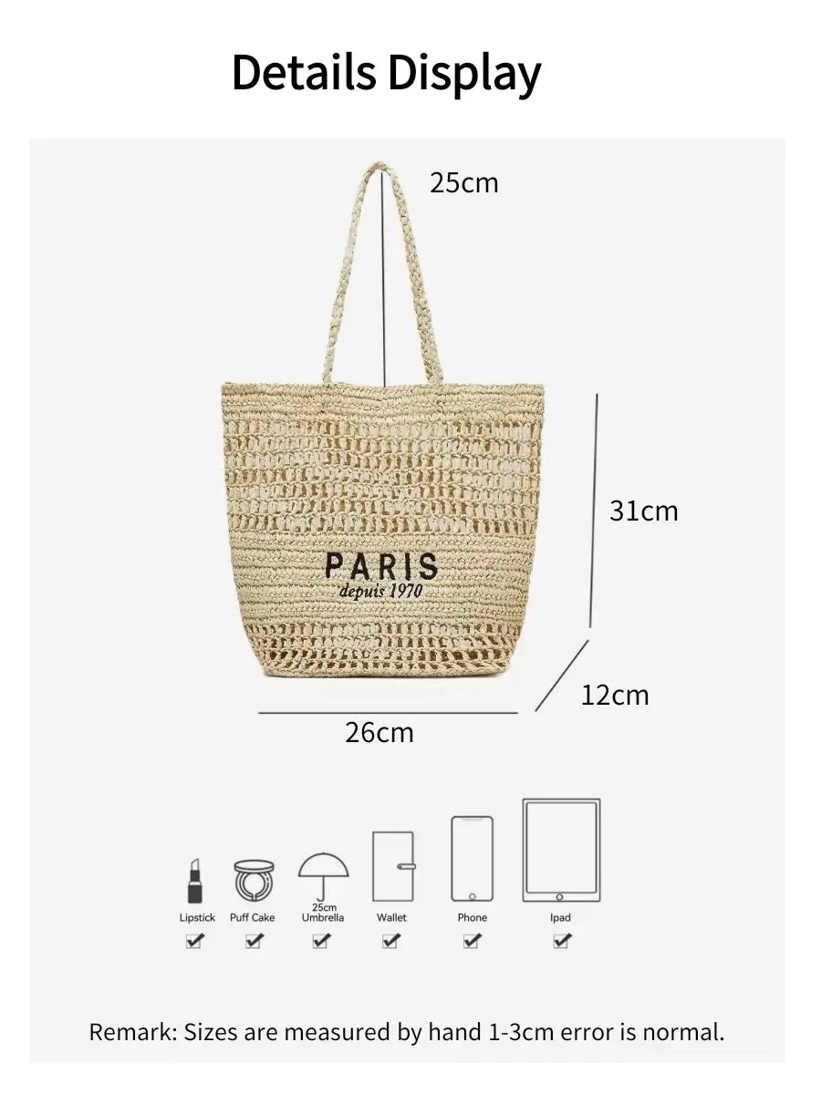 Handwoven Raffia Travel Tote