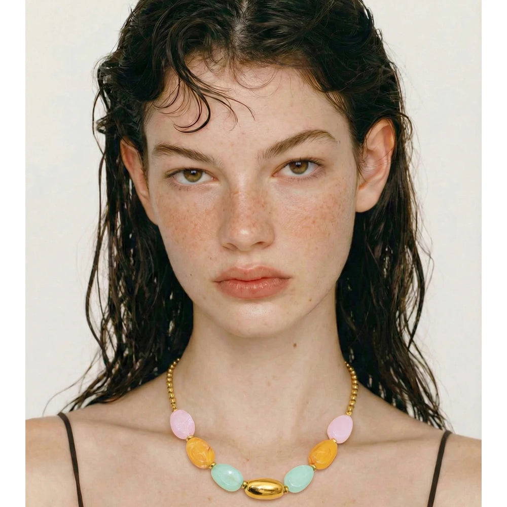 Candy Color Resin Chain Necklace