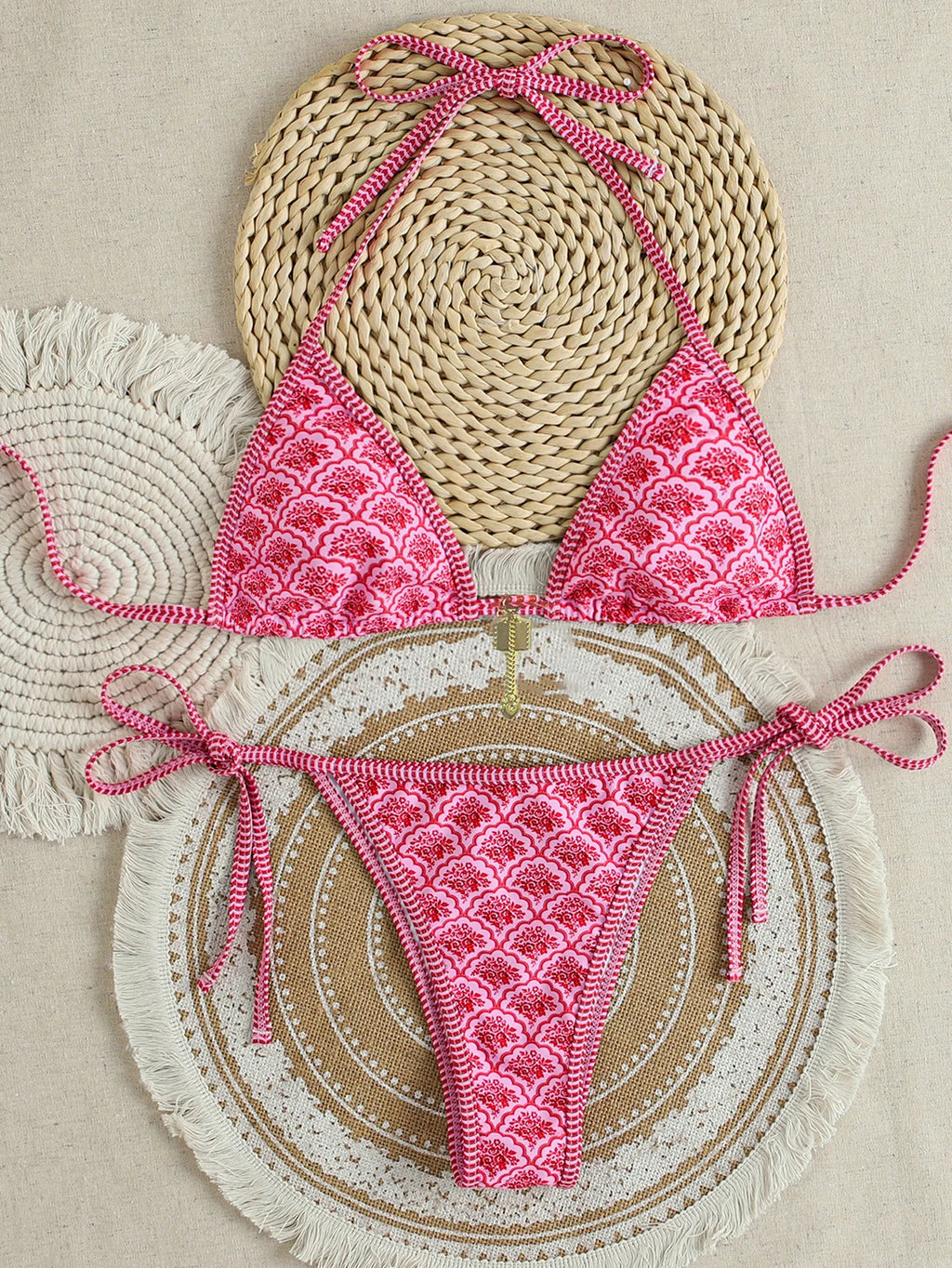 Floral Push Up Triangle Bikini Set