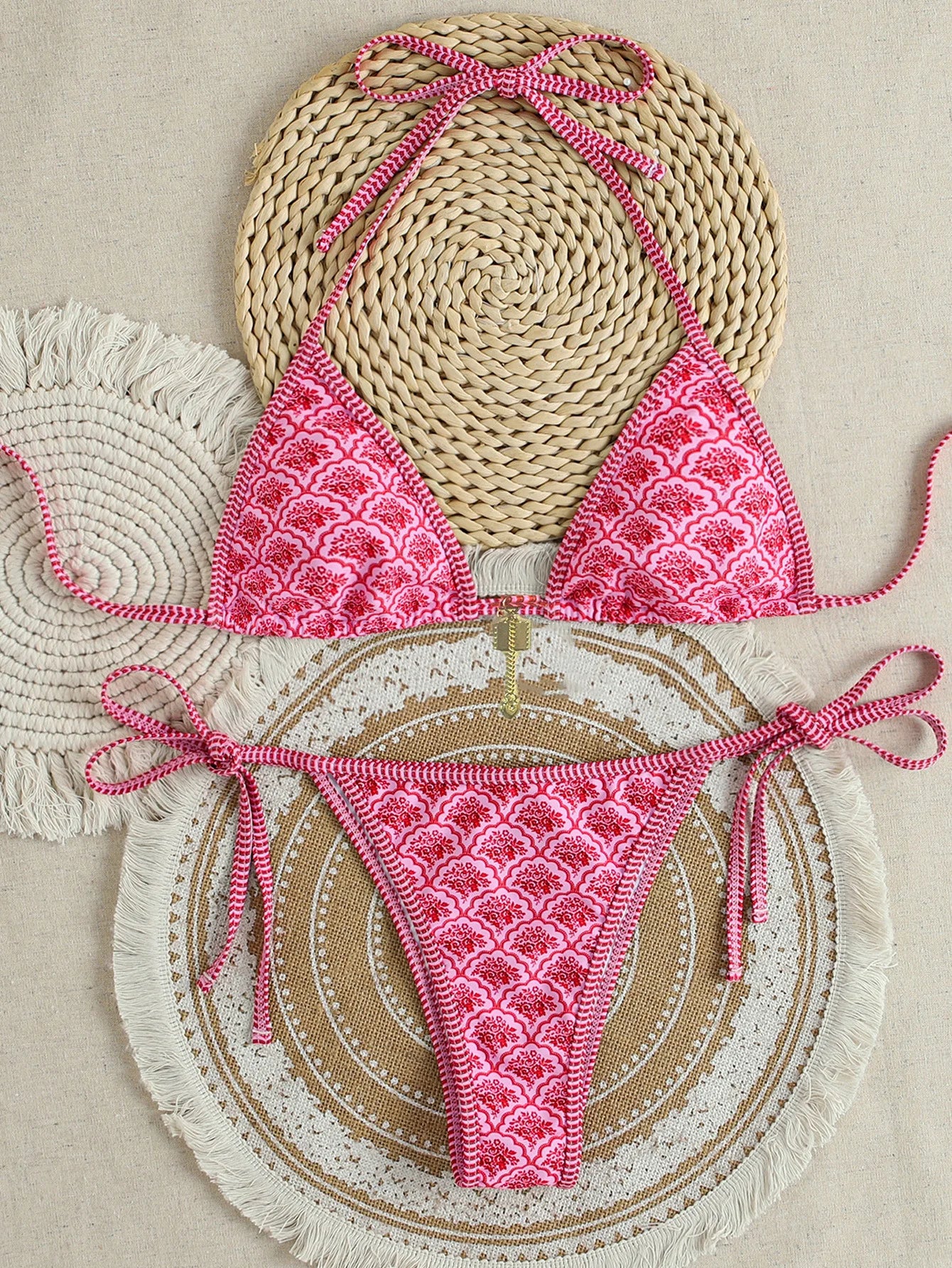 Floral Push Up Triangle Bikini Set