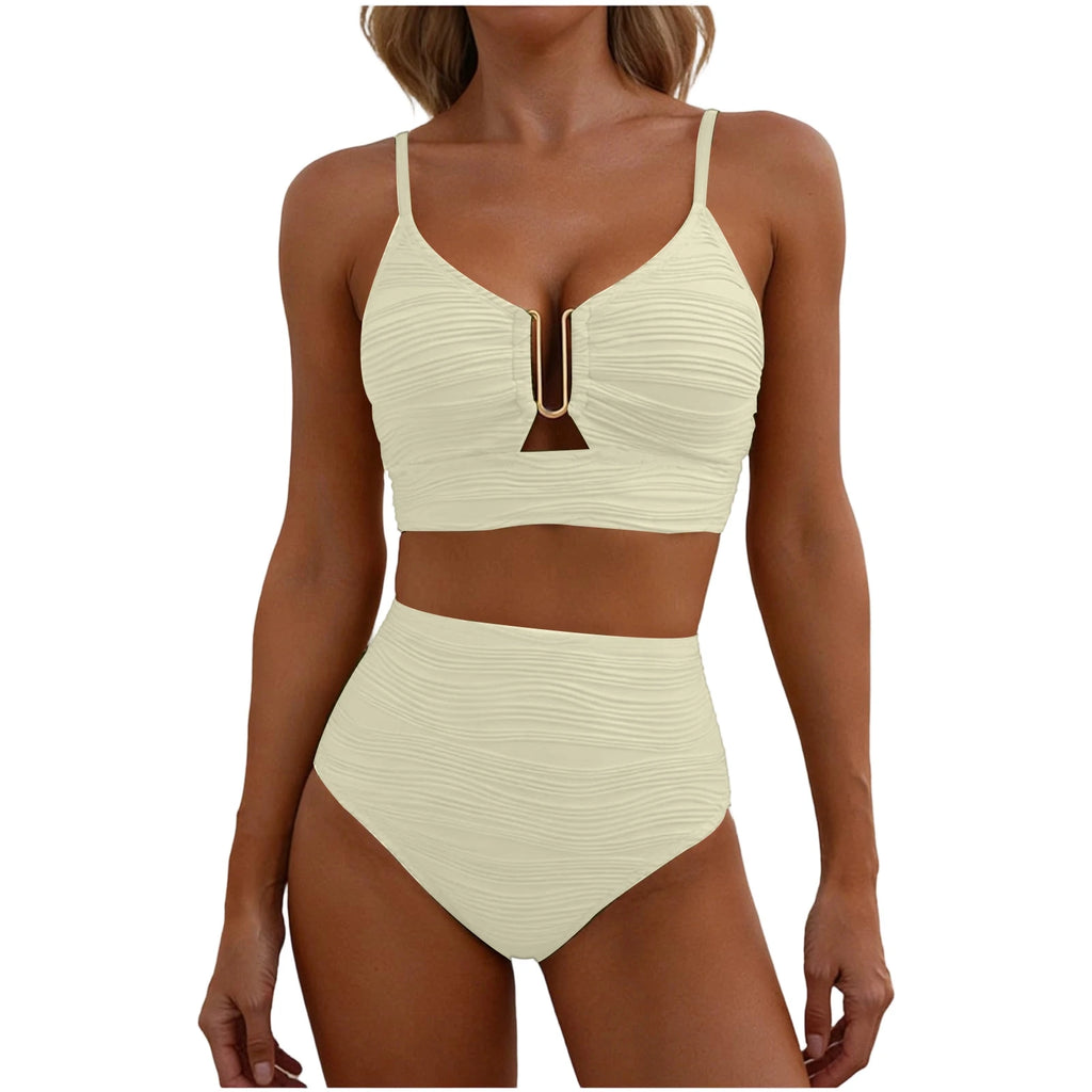 U-Wire Cutout High Waist Bikini Set