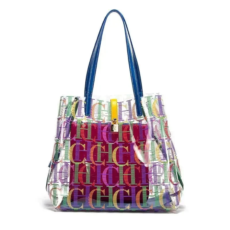 PVC Bucket Bag with Letter Detail