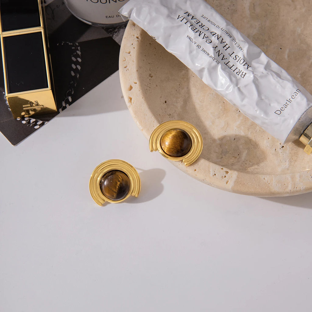 Amber Resin Geometric Earrings