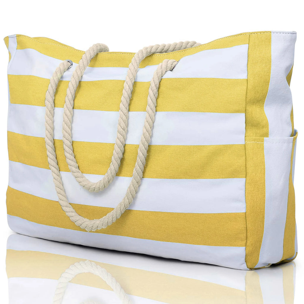 Waterproof Striped Canvas Beach Bag
