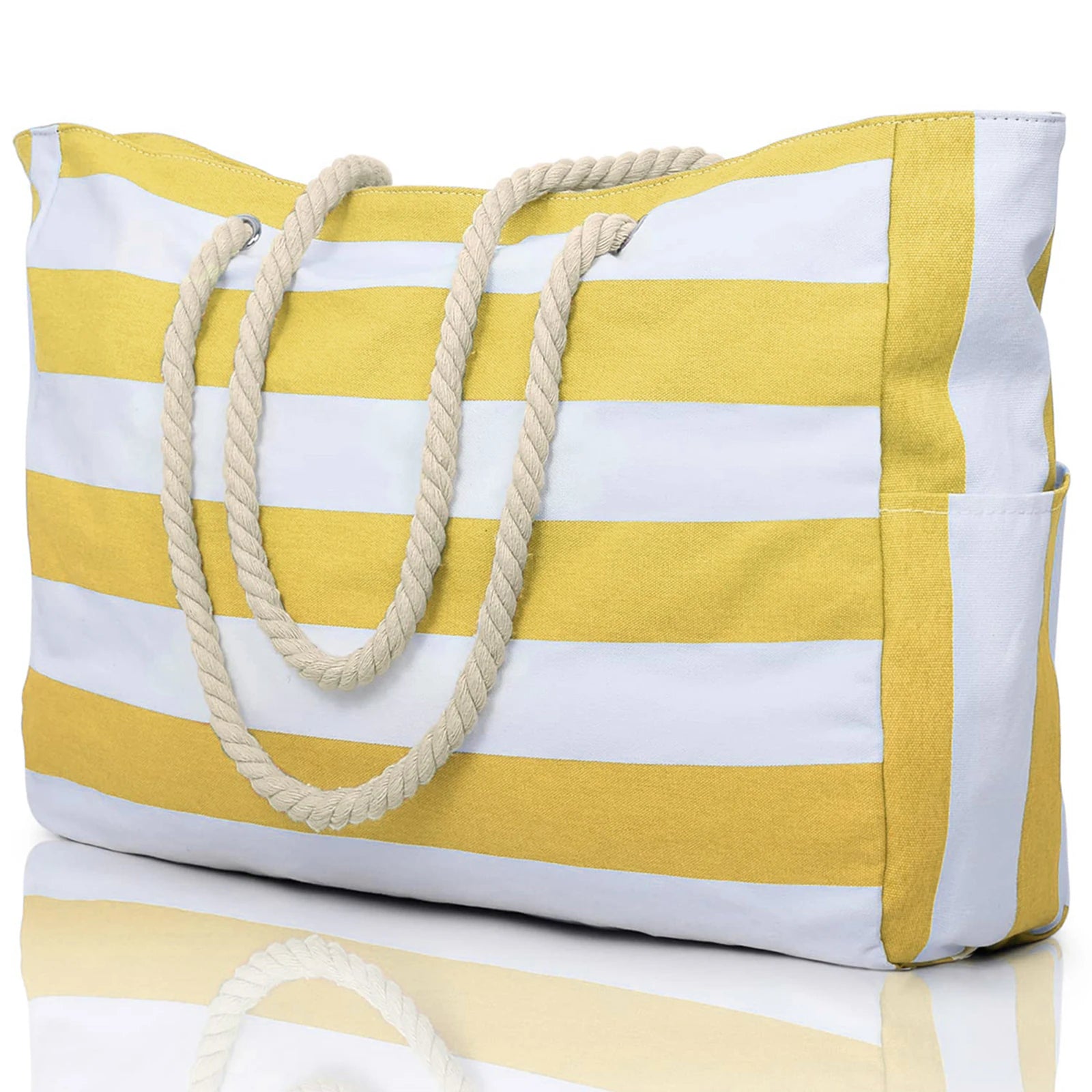 Waterproof Striped Canvas Beach Bag