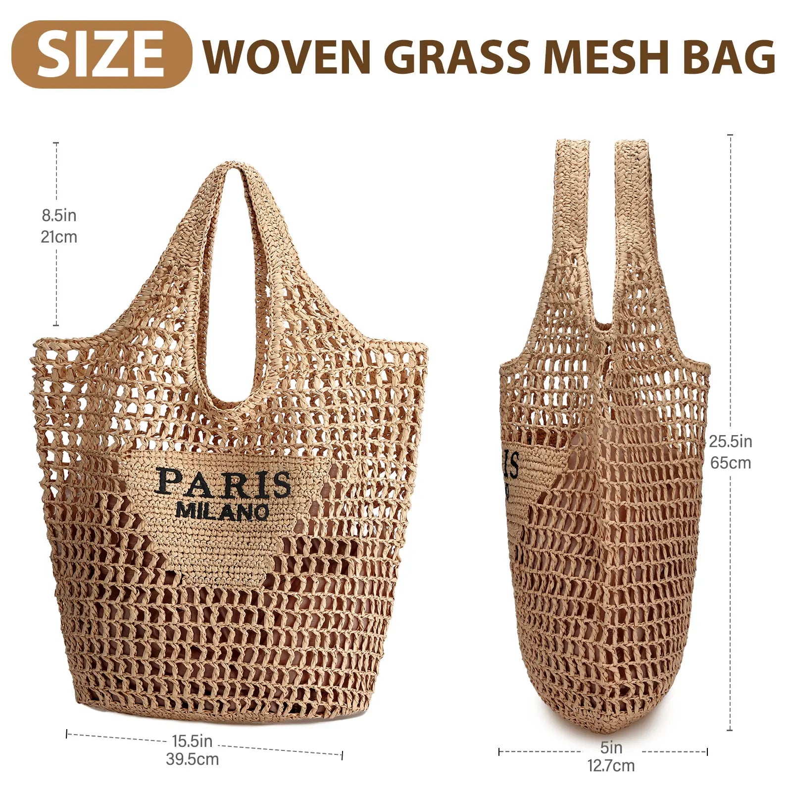 Straw Beach Bags for Women - Women Beach Handmade Woven Tote Bag, Summer Mesh Hollow Shoulder Bag...