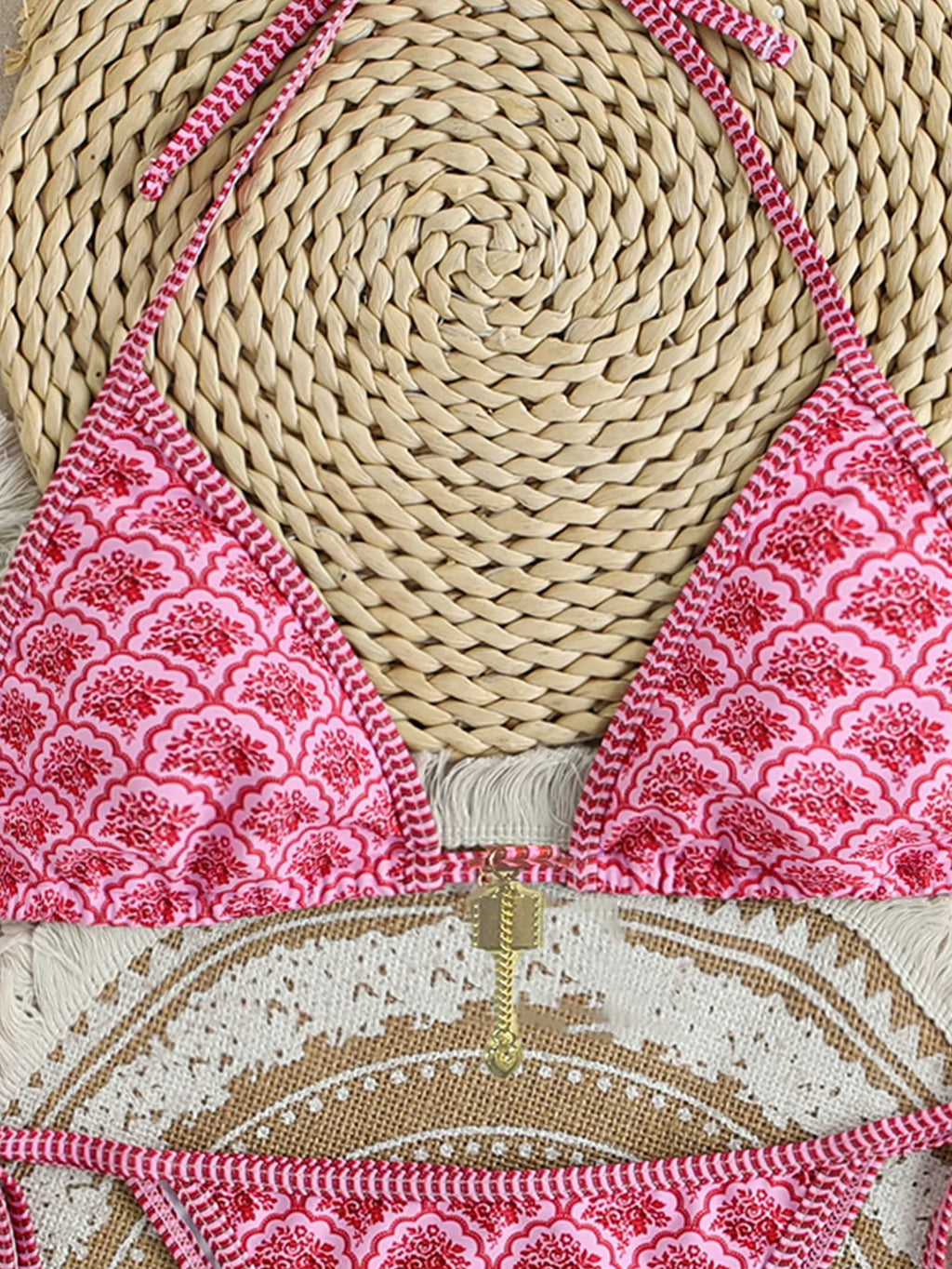 Floral Push Up Triangle Bikini Set