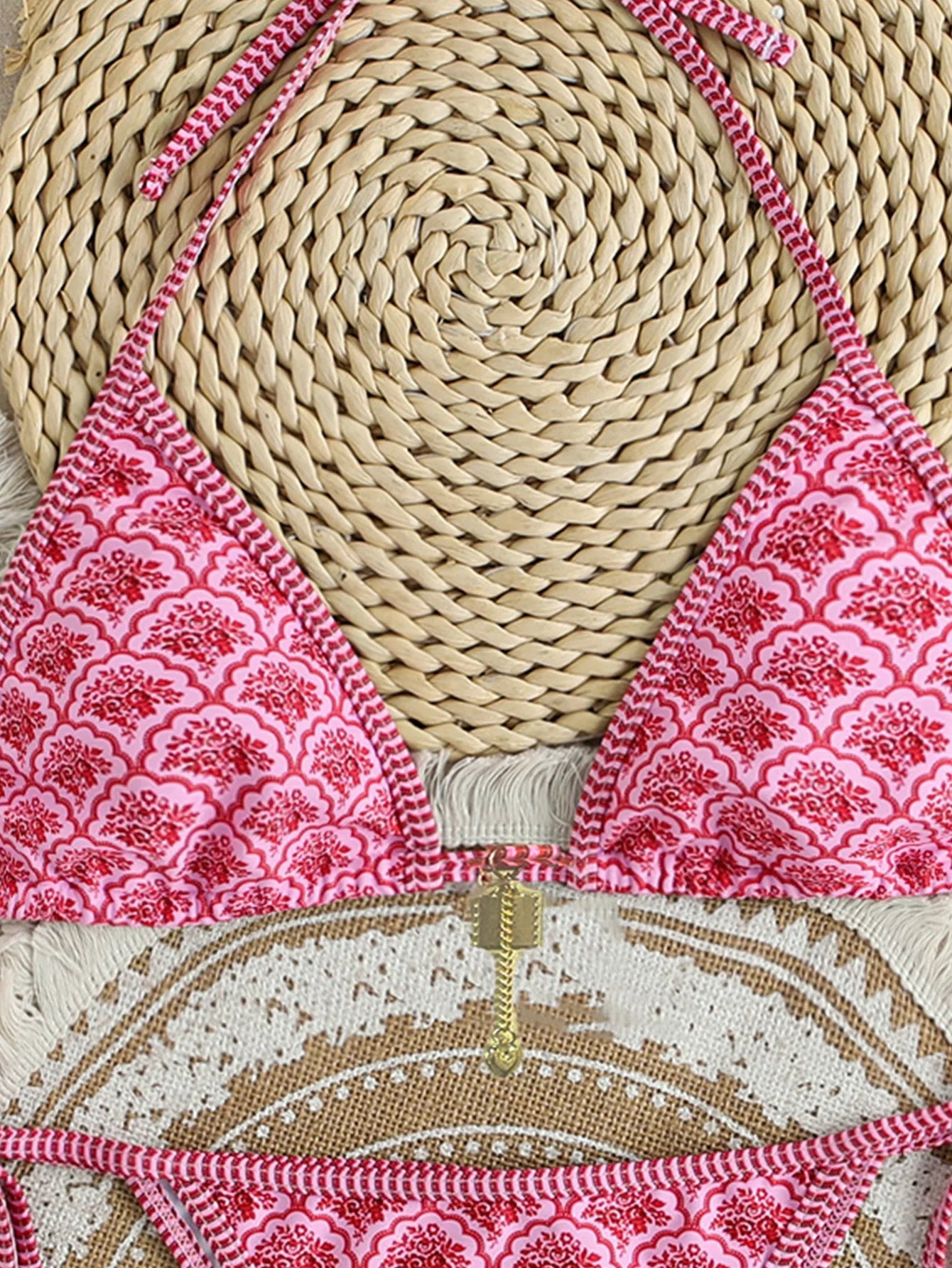 Floral Push Up Triangle Bikini Set