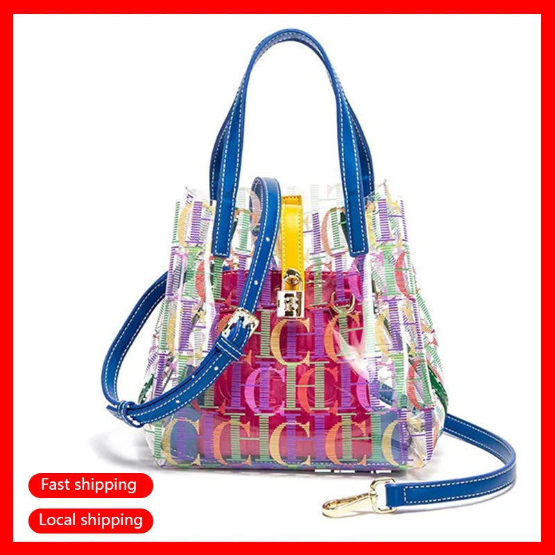 PVC Bucket Bag with Letter Detail