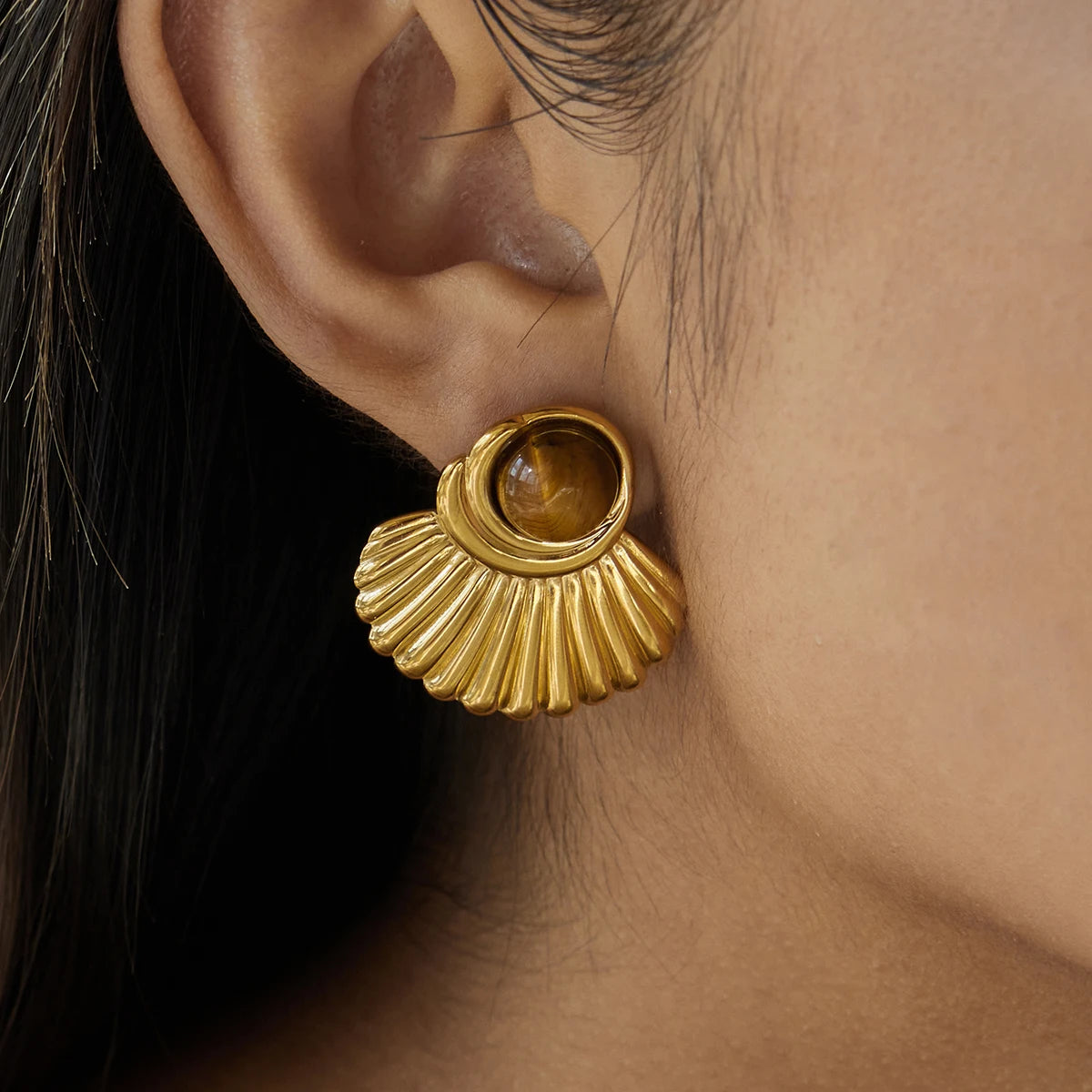 Amber Resin Geometric Earrings