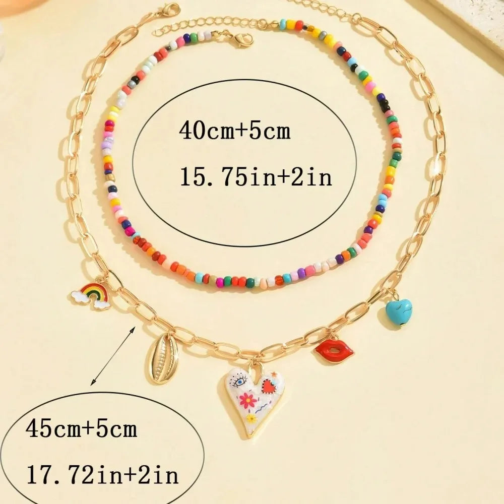 Boho Multilayer Bead Chain Necklace