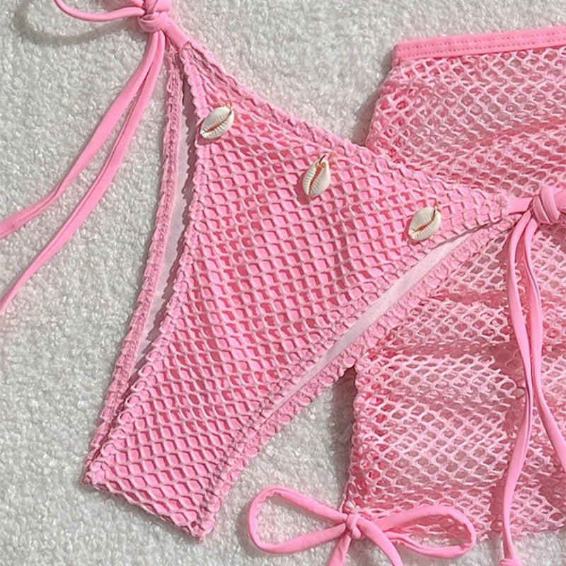Halter Neck Thong 3 Piece Bikini Set