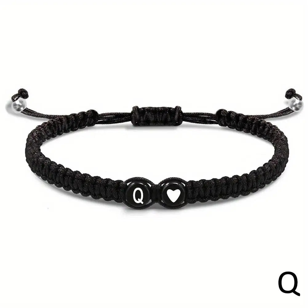 Initial Letter Heart Bracelet