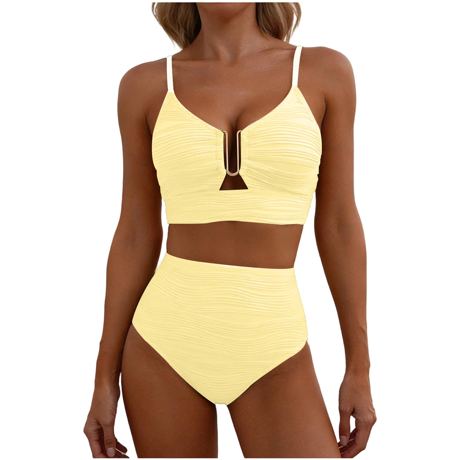 U-Wire Cutout High Waist Bikini Set