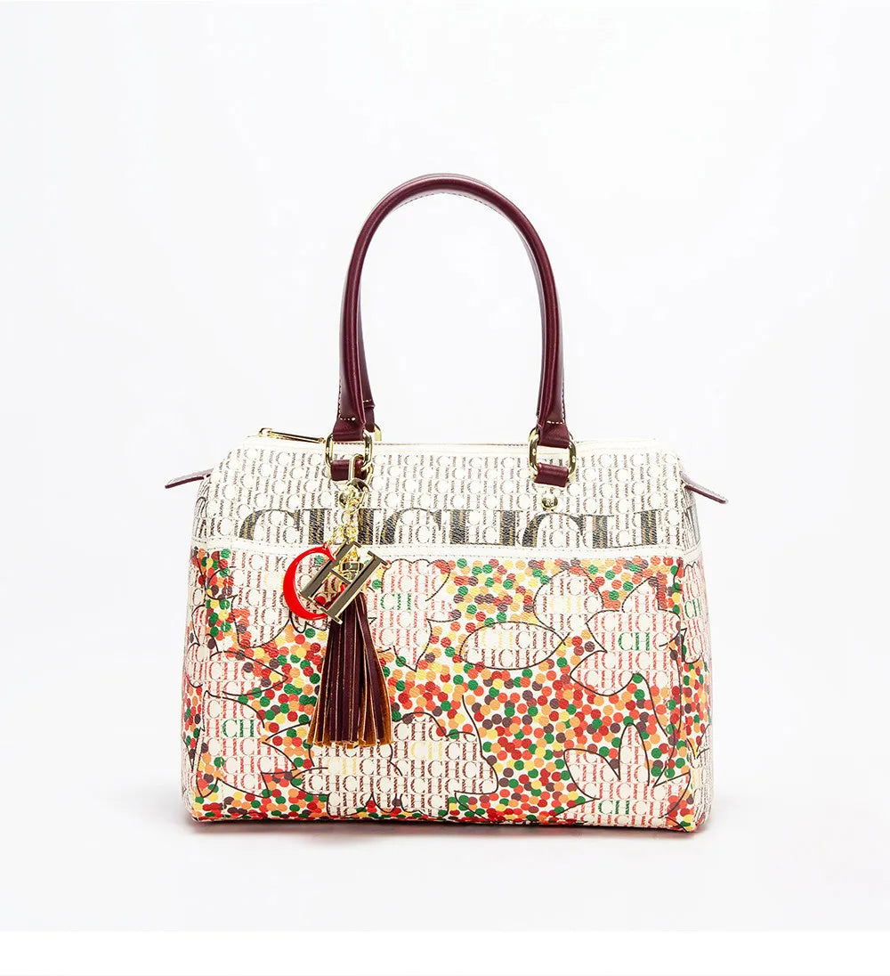 CH Ladies Bucket Bag – Floral PU Leather Handbag
