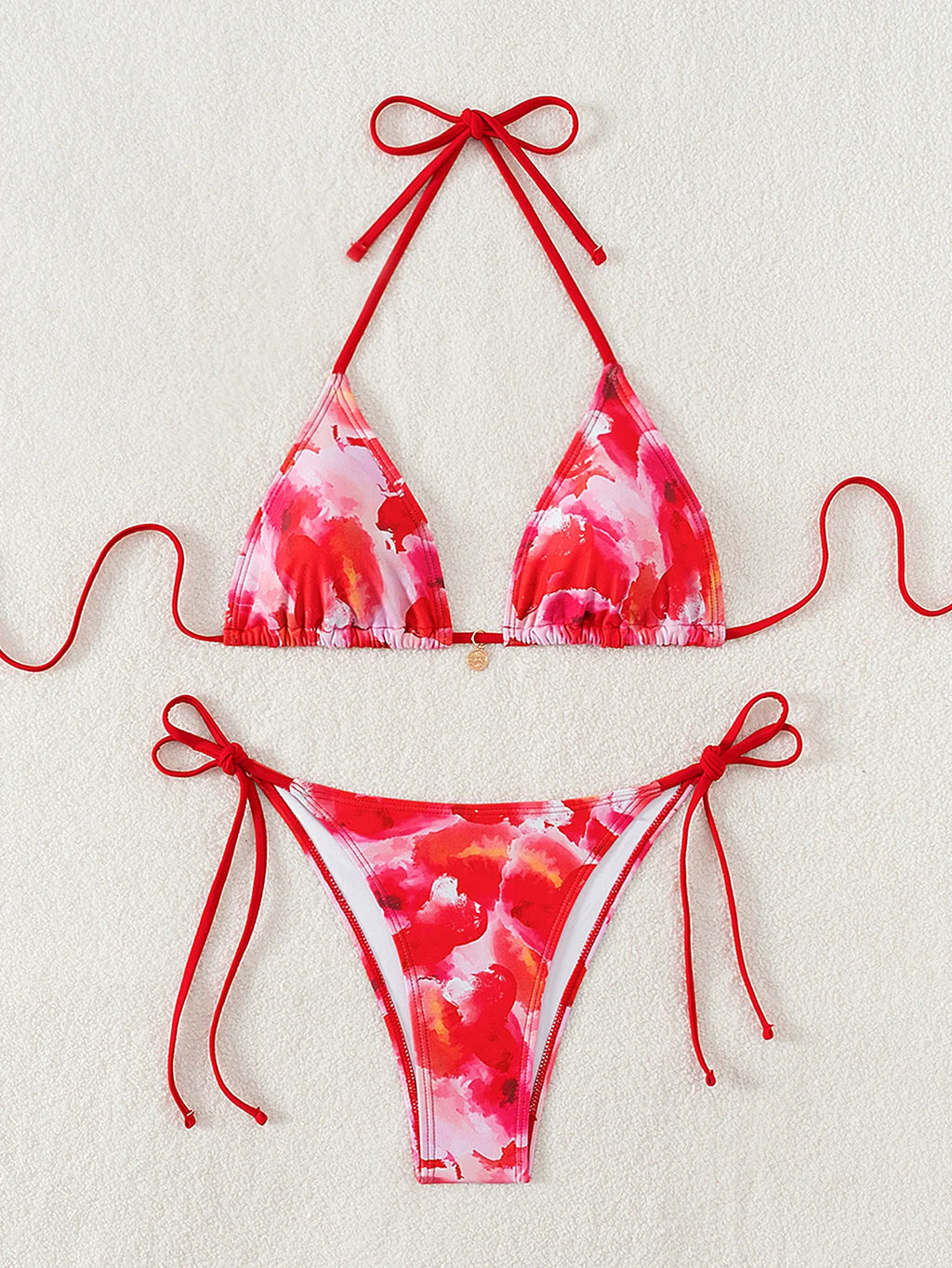 Floral Push Up Triangle Bikini Set