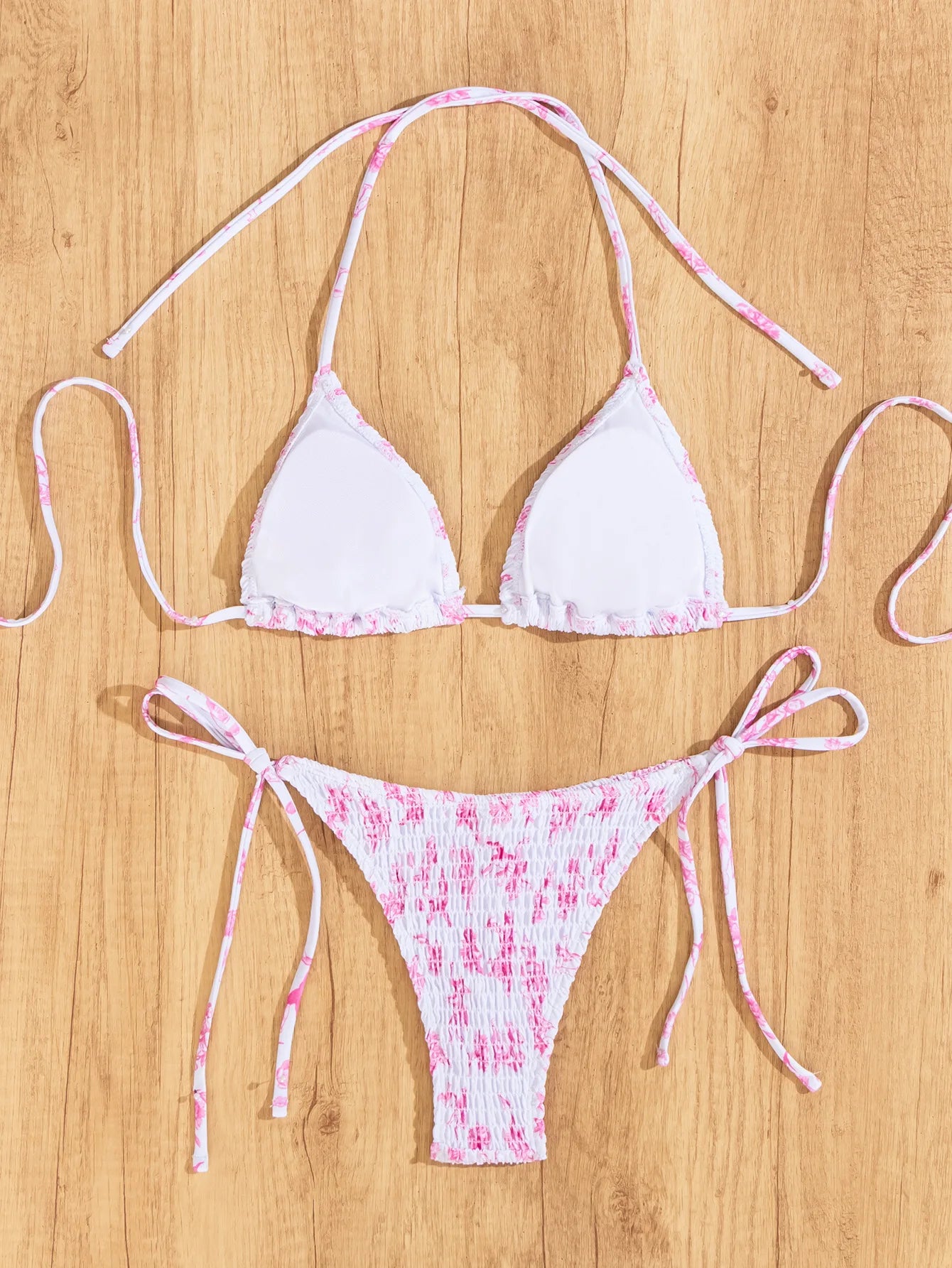 Floral Push Up Triangle Bikini Set