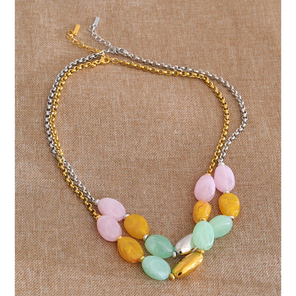Candy Color Resin Chain Necklace