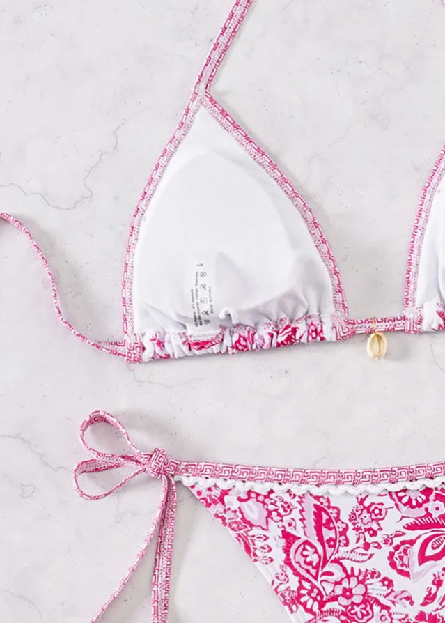 Floral Push Up Triangle Bikini Set