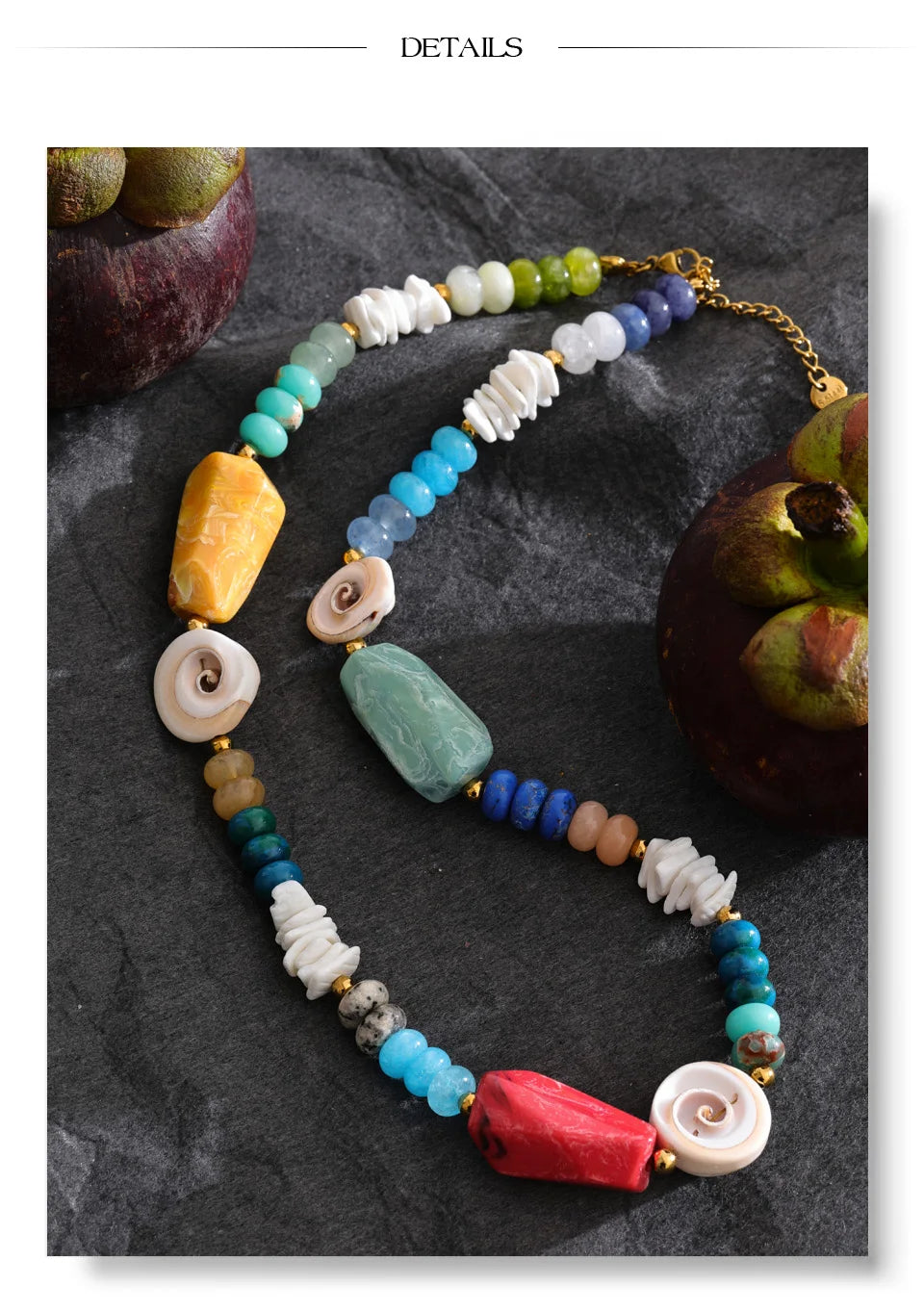 Yhpup Ocean Series Handmade Jewelry 2026 New Arrivals Multi-Color Natural Stone Resin Conch Shell...