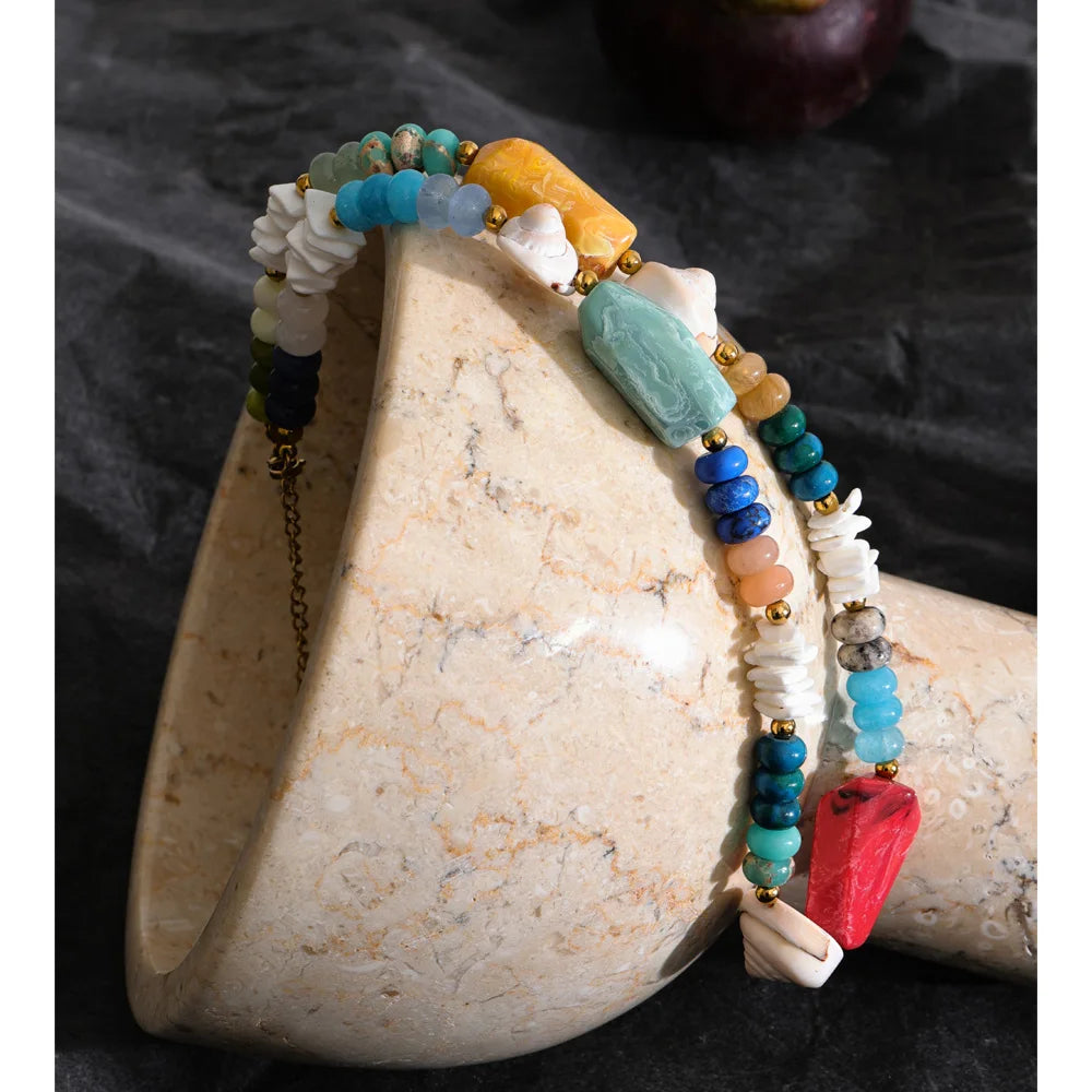 Yhpup Ocean Series Handmade Jewelry 2026 New Arrivals Multi-Color Natural Stone Resin Conch Shell...