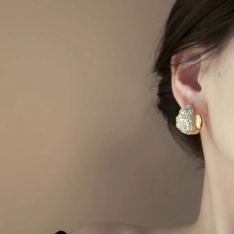 Rose Flower Hoop Earrings