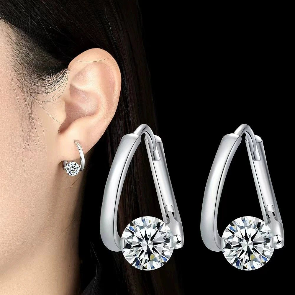 Zircon Geometric Hoop Earrings