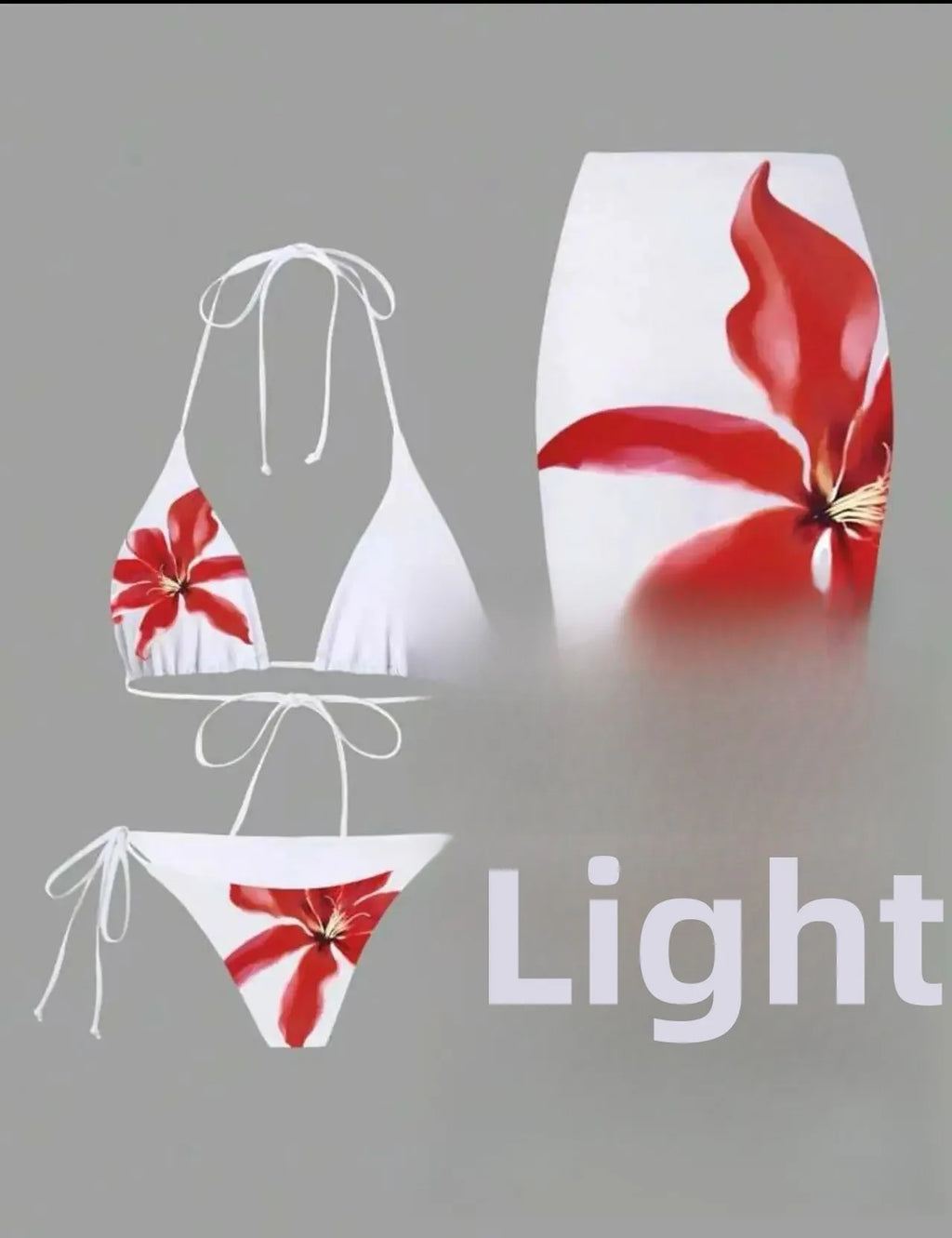 Floral Print Three Piece Bikini Set