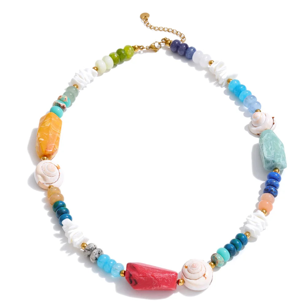 Yhpup Ocean Series Handmade Jewelry 2026 New Arrivals Multi-Color Natural Stone Resin Conch Shell...