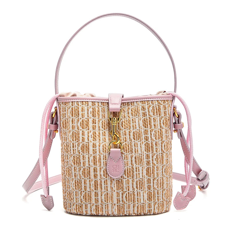 CHCH Women's Shoulder Bag Summer New PP Grass Woven Handbag Holiday Phone Bag