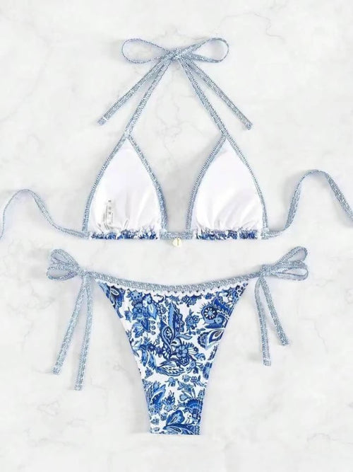 Halter String Triangle Bikini Set