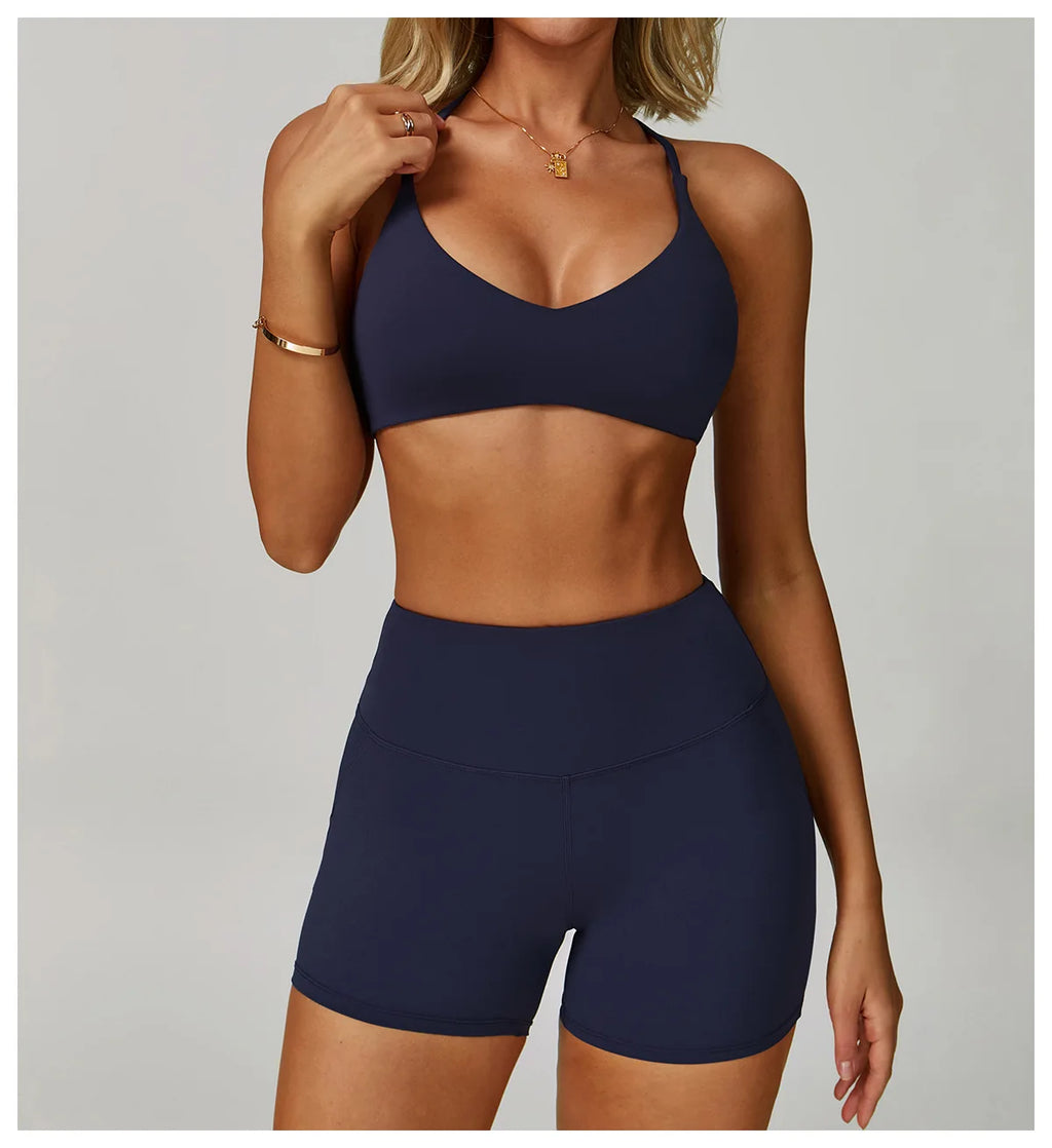 Cross Backless Crop Sports Bra