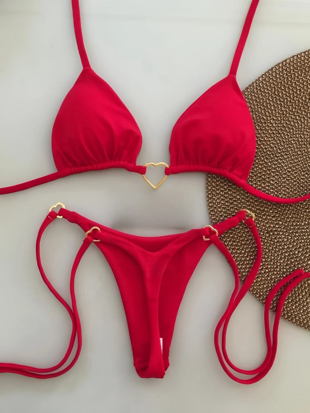 White Lace-Up Low Waist Bikini Set