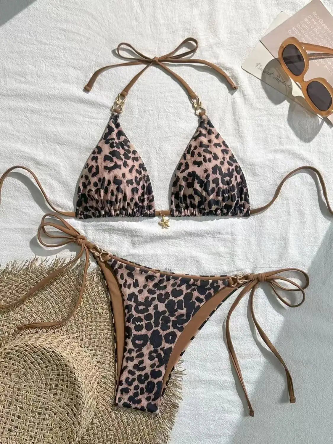 Y2K Pink Bow Lace-Up Bikini Set