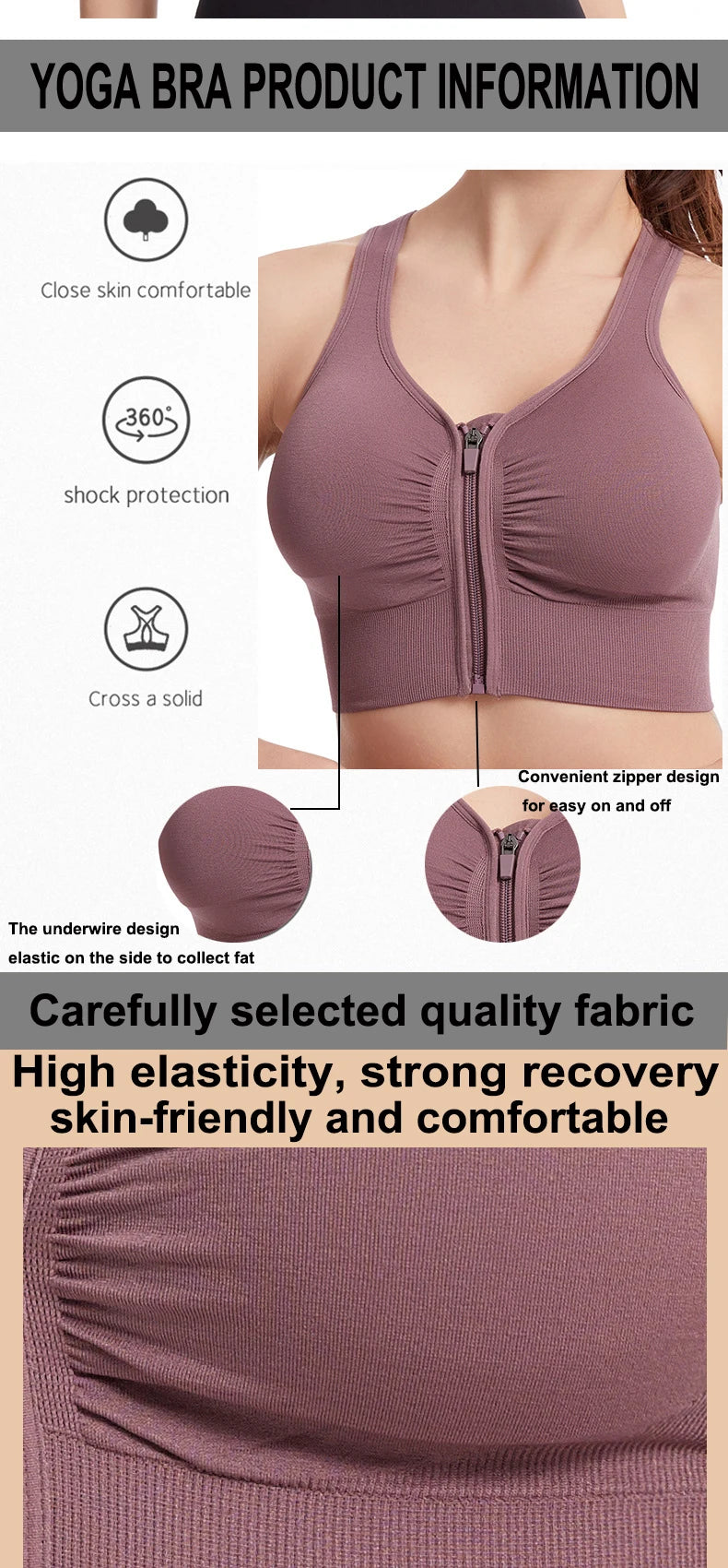 Front Zip Sports Bra